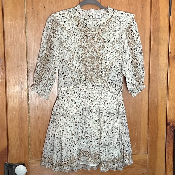 Sunday Best Floral Mini Dress - Cream and Brown - Picture 7 of 9